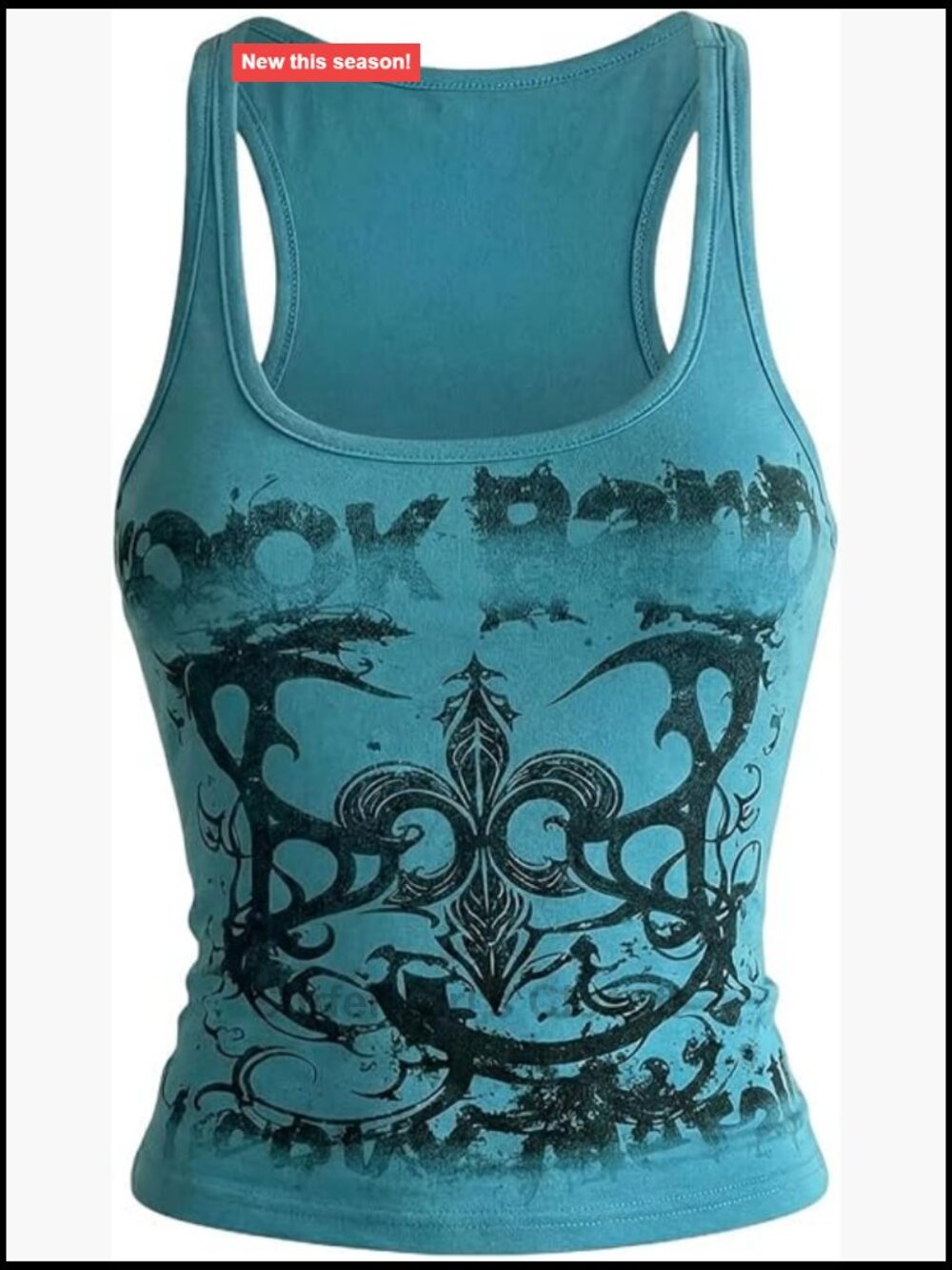Y2K Gothic Sleeveless Tank Top Punk Grunge Scoop Neck Medium Stretch
